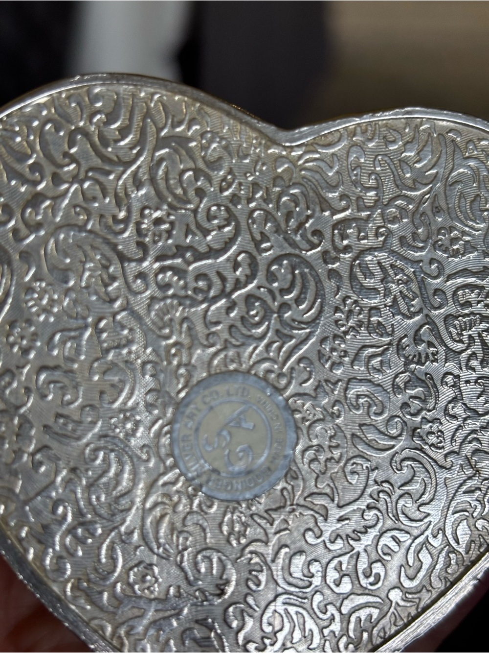 Godinger Silver Art Heart Shaped Trinket Box Velvet Lined Jewelry Keepsake Box - Picture 5 of 5